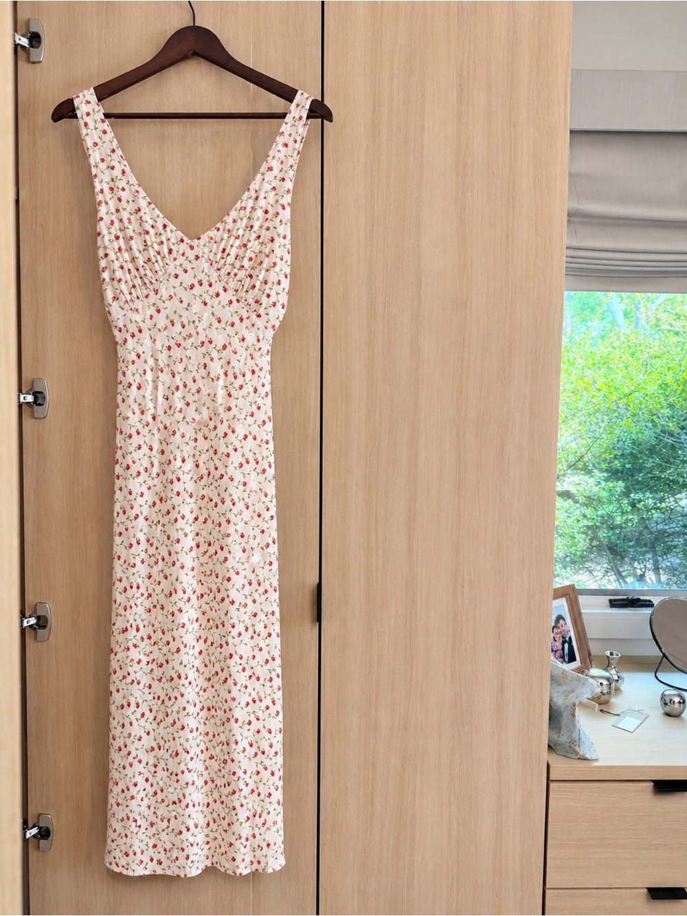 Reformation Cream Floral Slip Dress